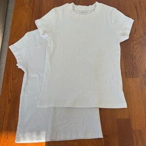 2 pack-White Quince Organic Cotton Micro-Rib Crewneck Tee/T-Shirts Short Sleeve